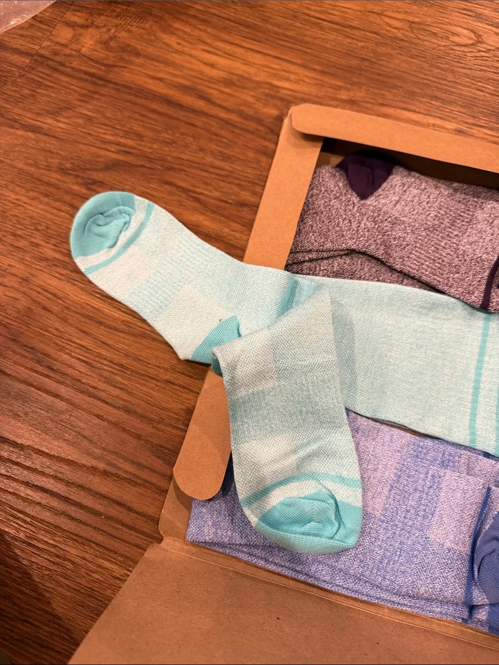 3-Pair Women's Compression Socks in Purple, Mint, and Light Blue